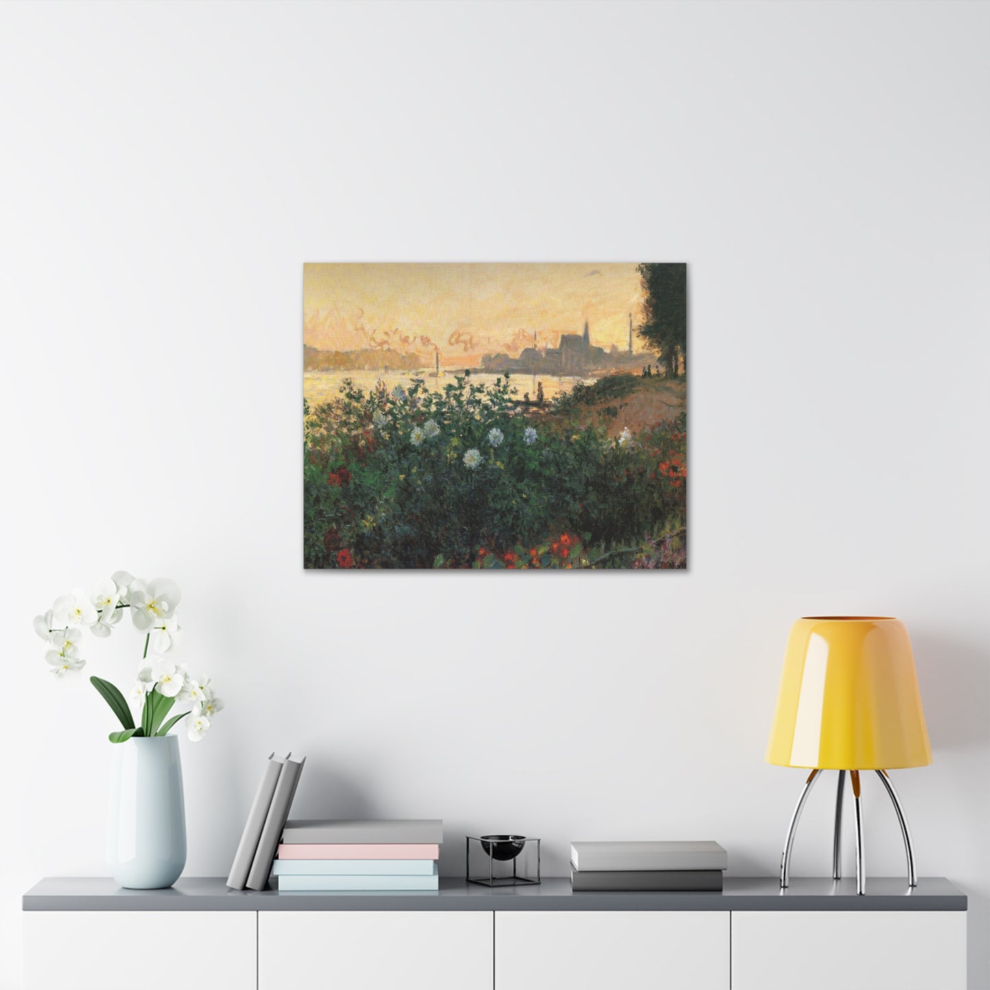 Flowered Riverbank, Argenteuil by Claude Monet - Canvas Print