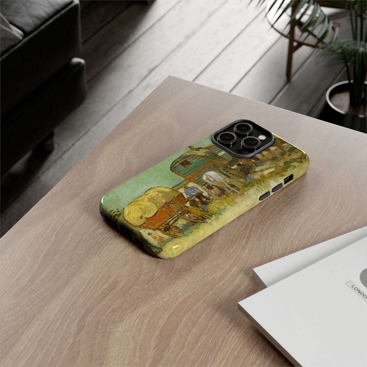 Encampment of Gypsies with Caravans by Vincent Van Gogh - Cell Phone Case