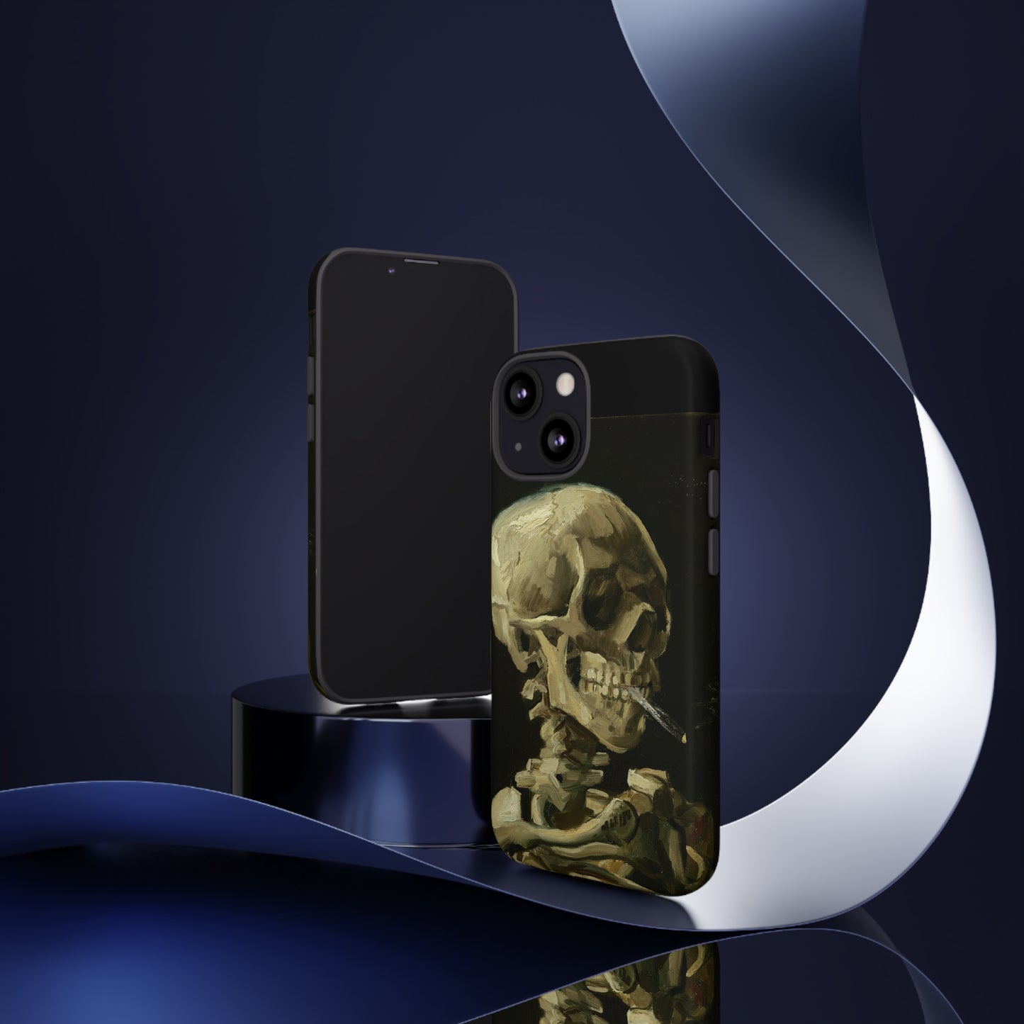 Skull of a Skeleton with a Burning Cigarette by Vincent Van Gogh - Cell Phone Case