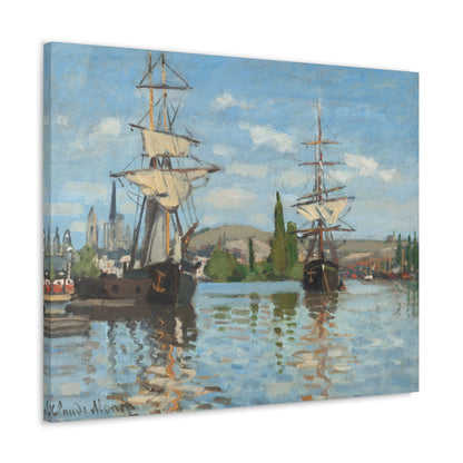 Ships Riding on the Seine at Rouen by Claude Monet - Canvas Print