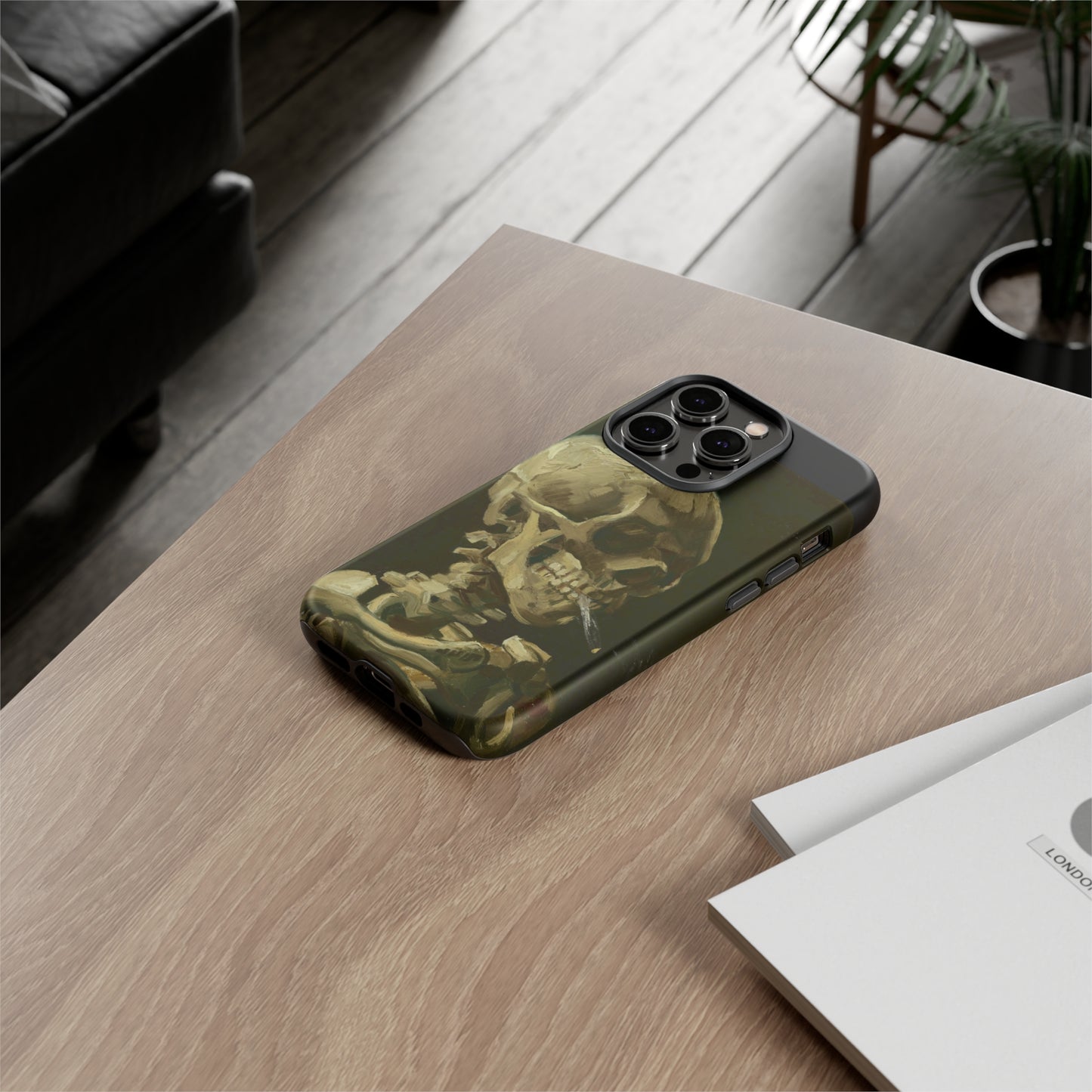 Skull of a Skeleton with a Burning Cigarette by Vincent Van Gogh - Cell Phone Case