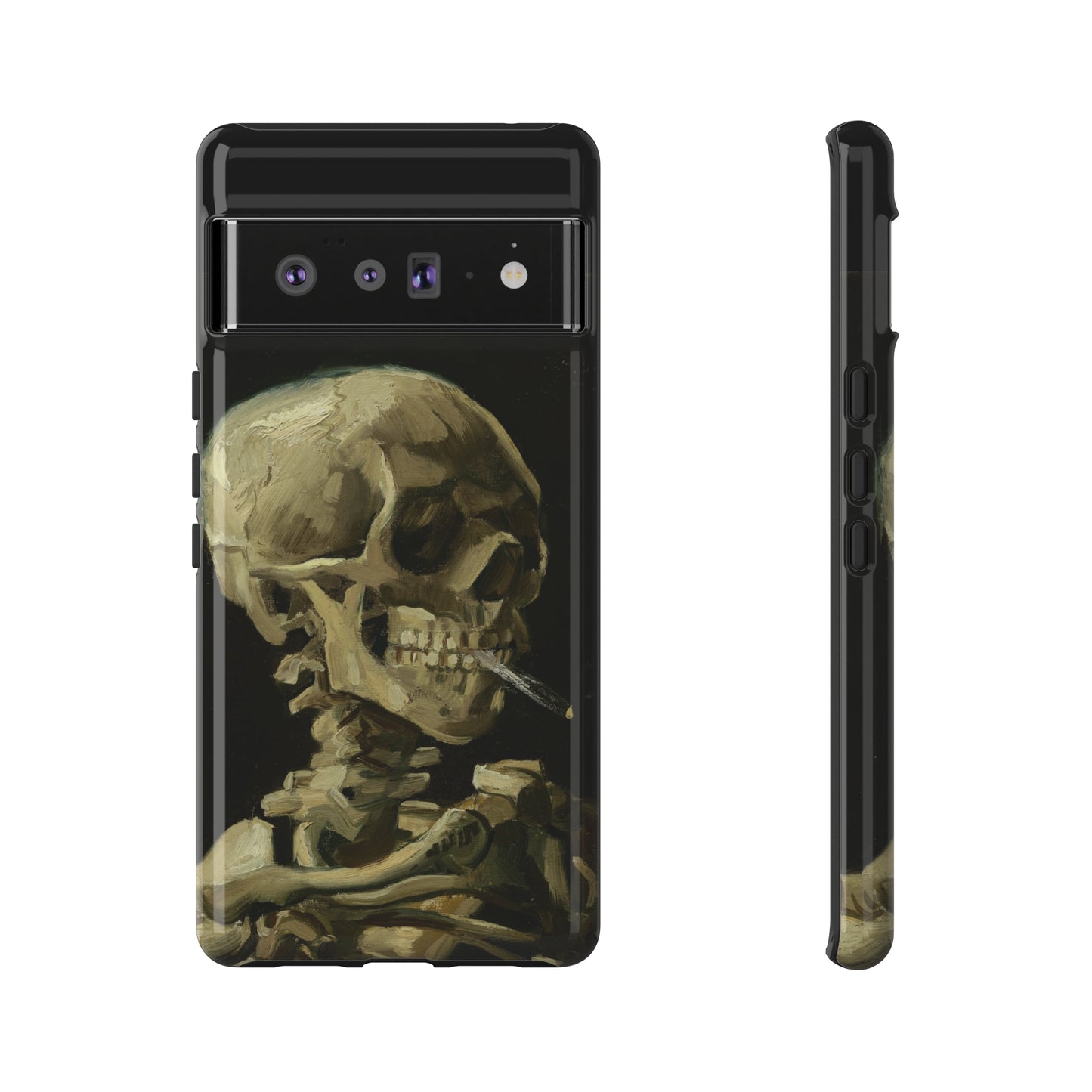 Skull of a Skeleton with a Burning Cigarette by Vincent Van Gogh - Cell Phone Case