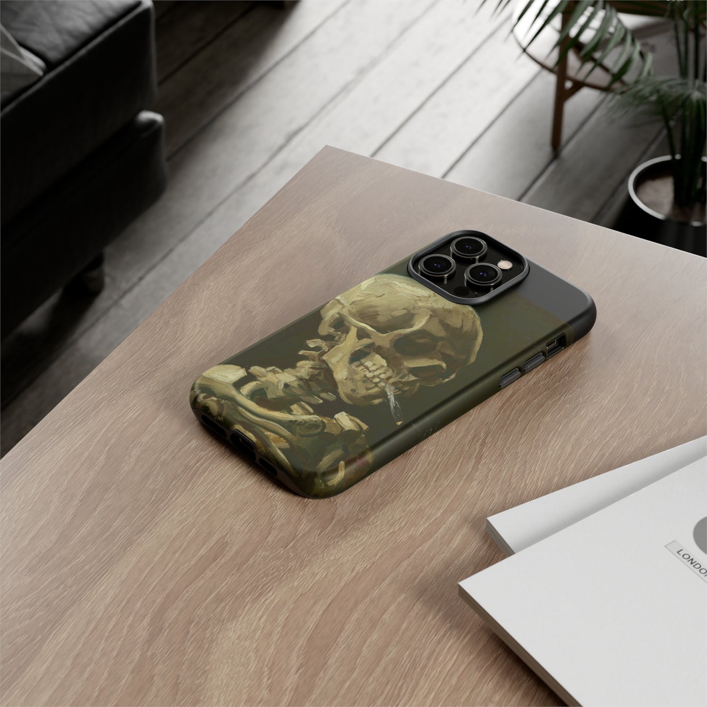 Skull of a Skeleton with a Burning Cigarette by Vincent Van Gogh - Cell Phone Case