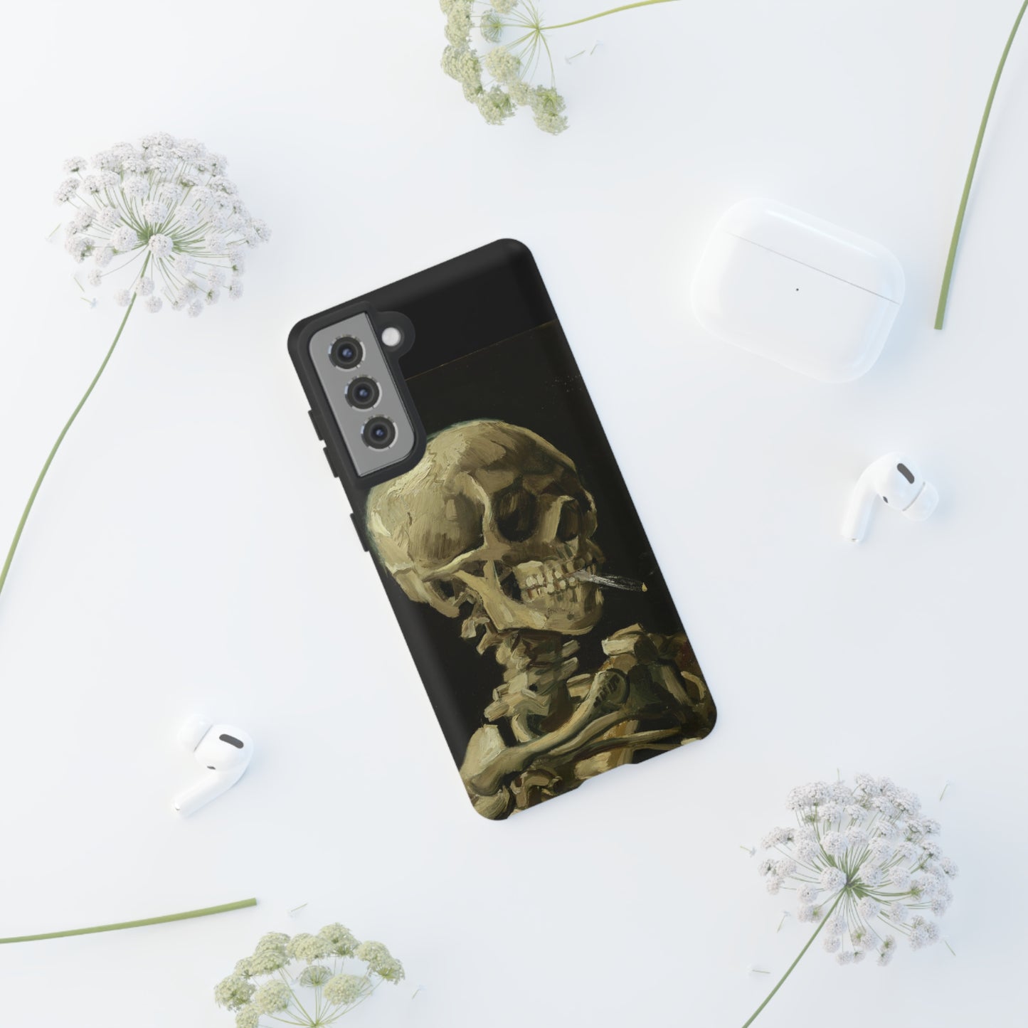 Skull of a Skeleton with a Burning Cigarette by Vincent Van Gogh - Cell Phone Case