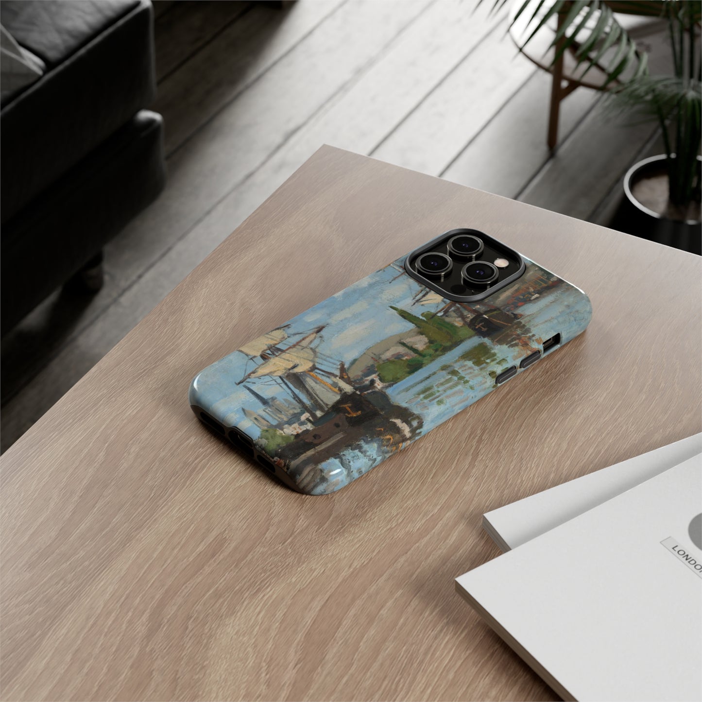 Ships Riding on the Seine at Rouen by Claude Monet - Cell Phone Case