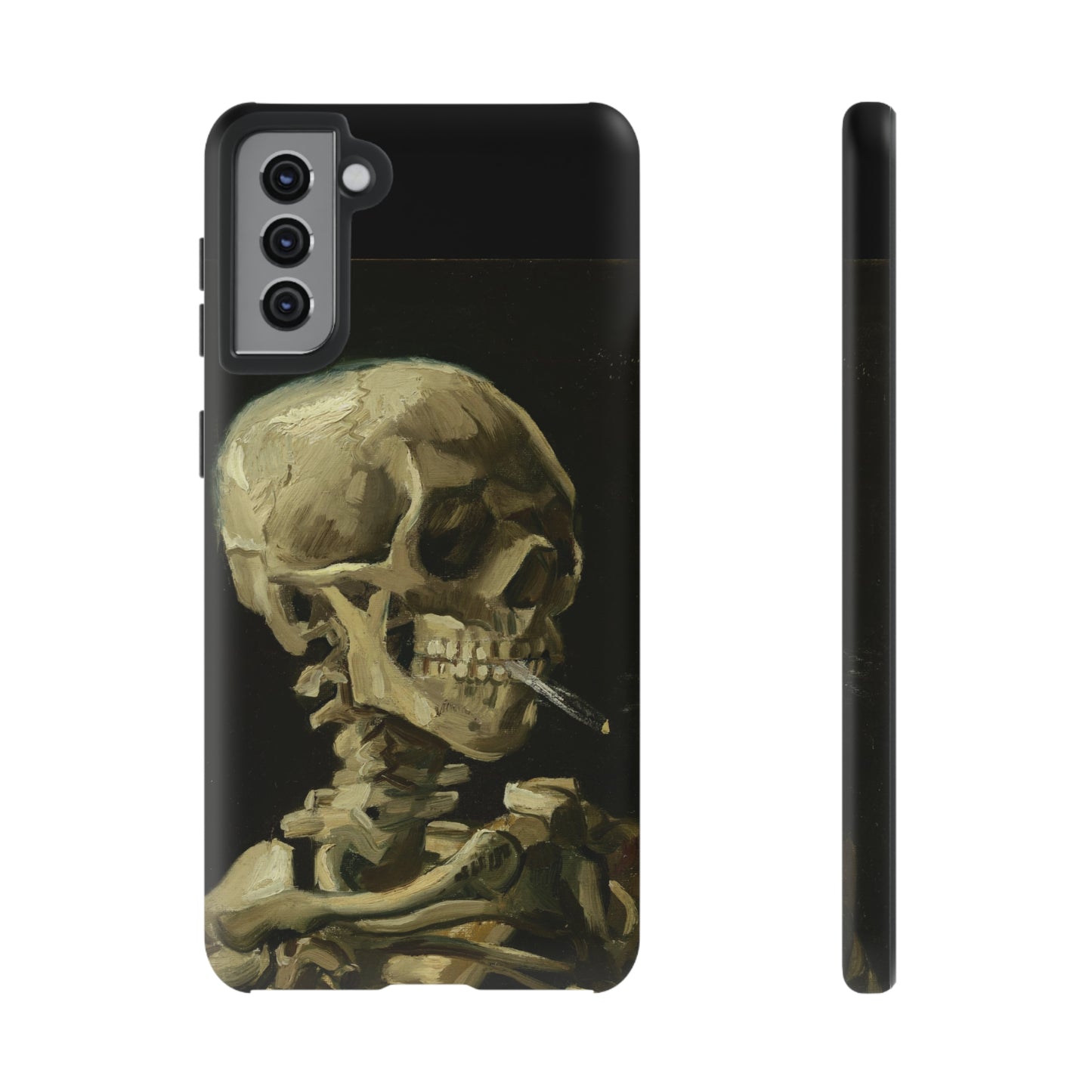 Skull of a Skeleton with a Burning Cigarette by Vincent Van Gogh - Cell Phone Case