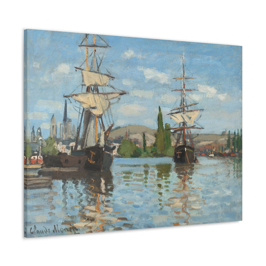 Ships Riding on the Seine at Rouen by Claude Monet - Canvas Print