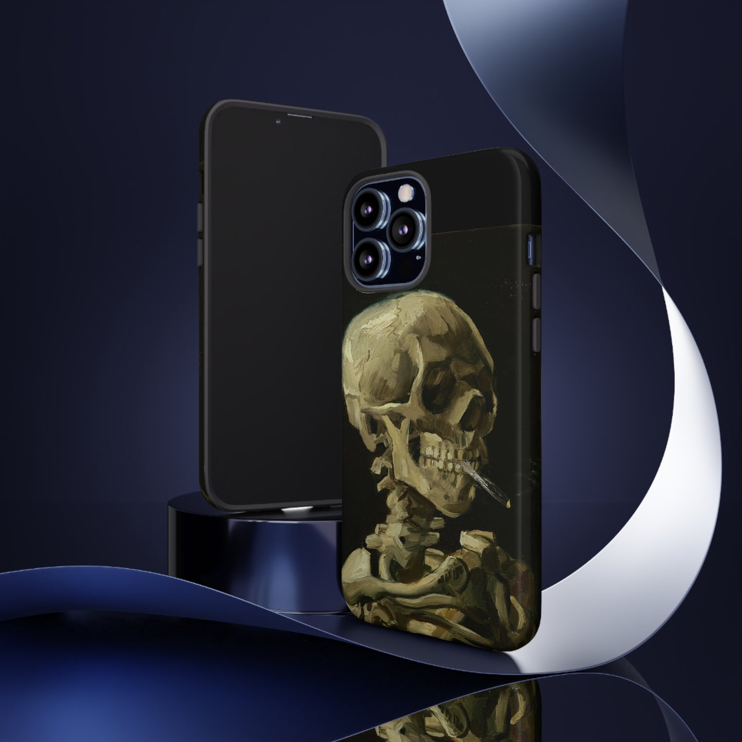 Skull of a Skeleton with a Burning Cigarette by Vincent Van Gogh - Cell Phone Case
