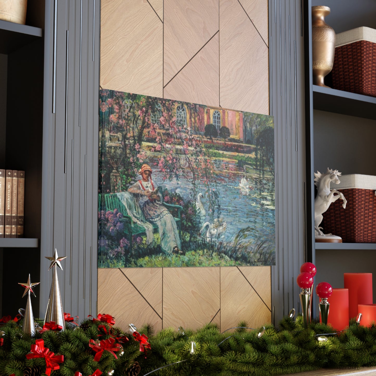 Young Woman by a Lake by Eugene Chigot - Canvas Print