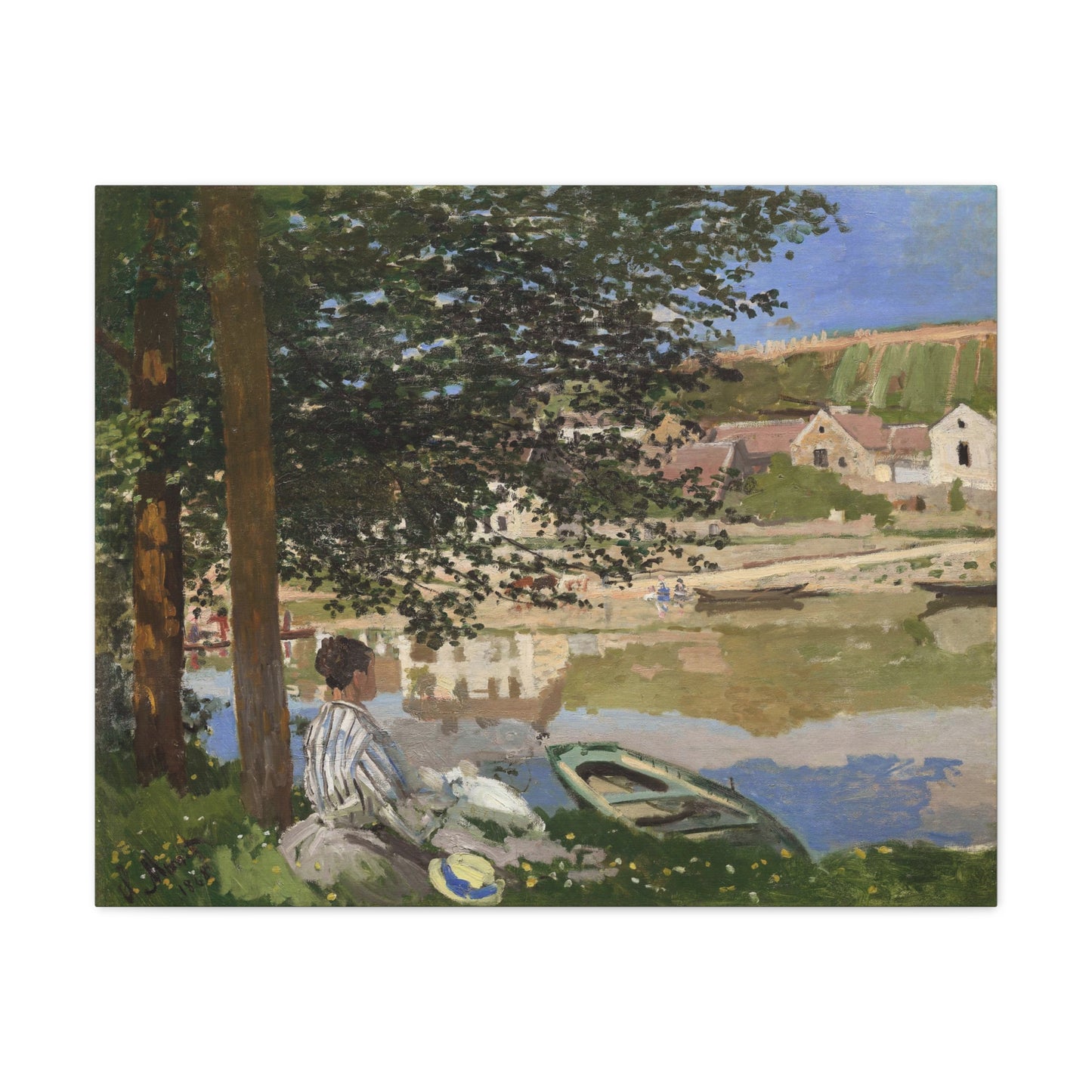 On the Bank of the Seine, Bennecourt by Claude Monet - Canvas Print