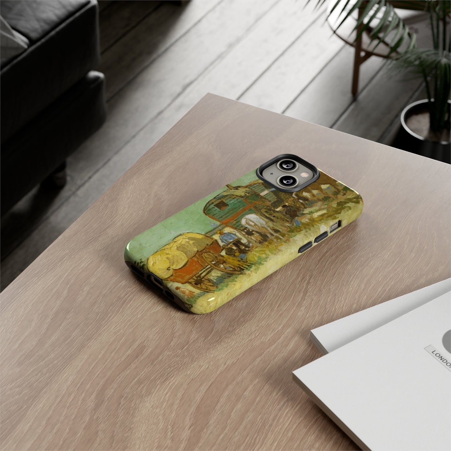 Encampment of Gypsies with Caravans by Vincent Van Gogh - Cell Phone Case