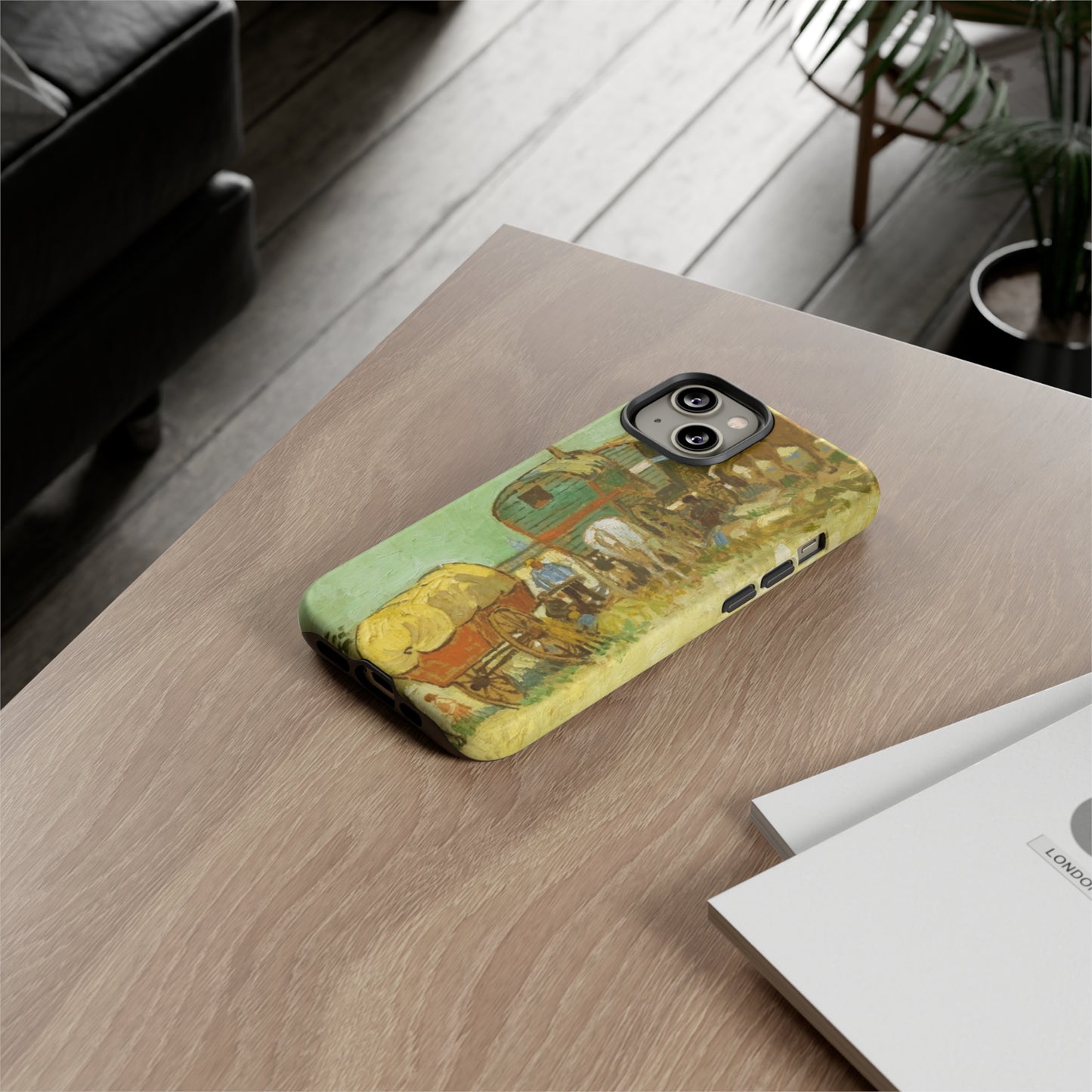 Encampment of Gypsies with Caravans by Vincent Van Gogh - Cell Phone Case