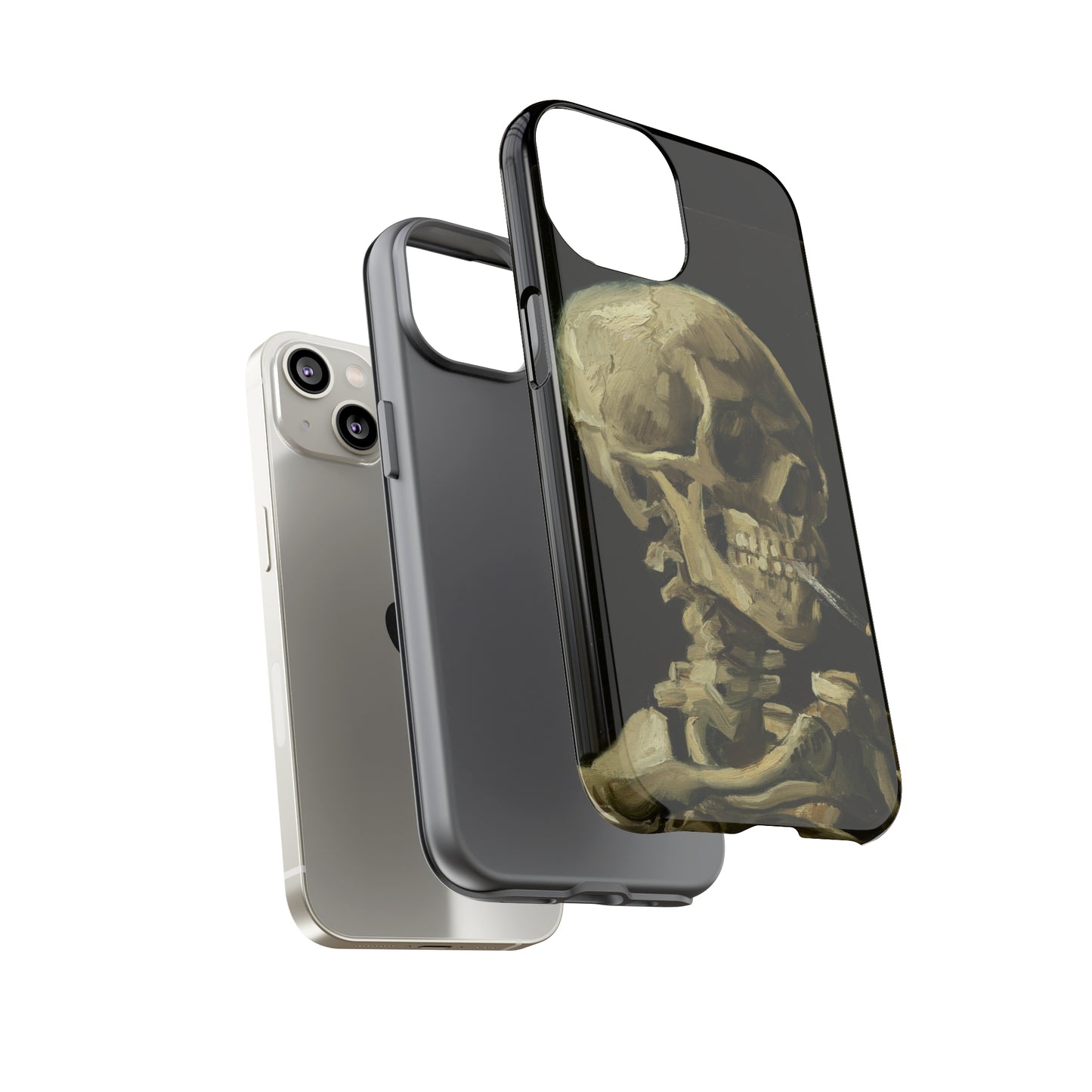 Skull of a Skeleton with a Burning Cigarette by Vincent Van Gogh - Cell Phone Case