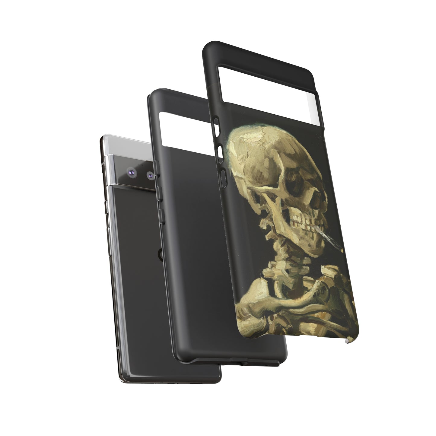 Skull of a Skeleton with a Burning Cigarette by Vincent Van Gogh - Cell Phone Case