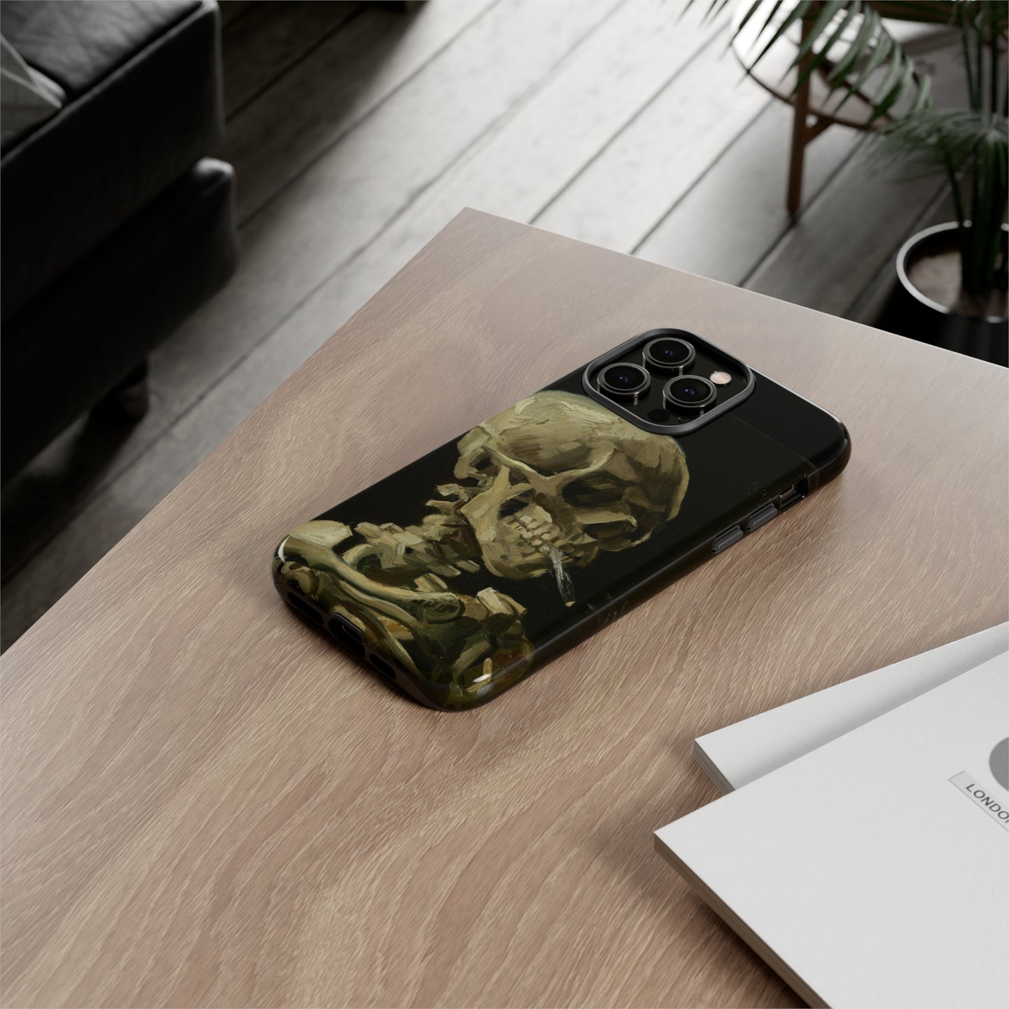 Skull of a Skeleton with a Burning Cigarette by Vincent Van Gogh - Cell Phone Case