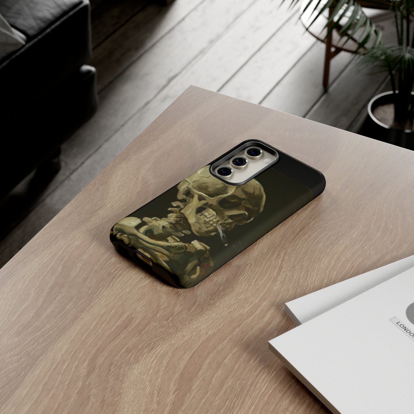 Skull of a Skeleton with a Burning Cigarette by Vincent Van Gogh - Cell Phone Case