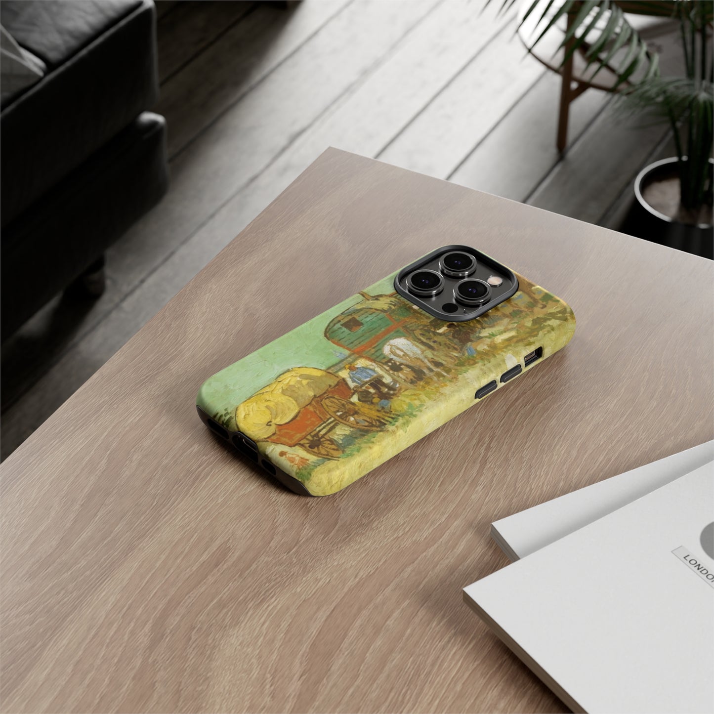 Encampment of Gypsies with Caravans by Vincent Van Gogh - Cell Phone Case