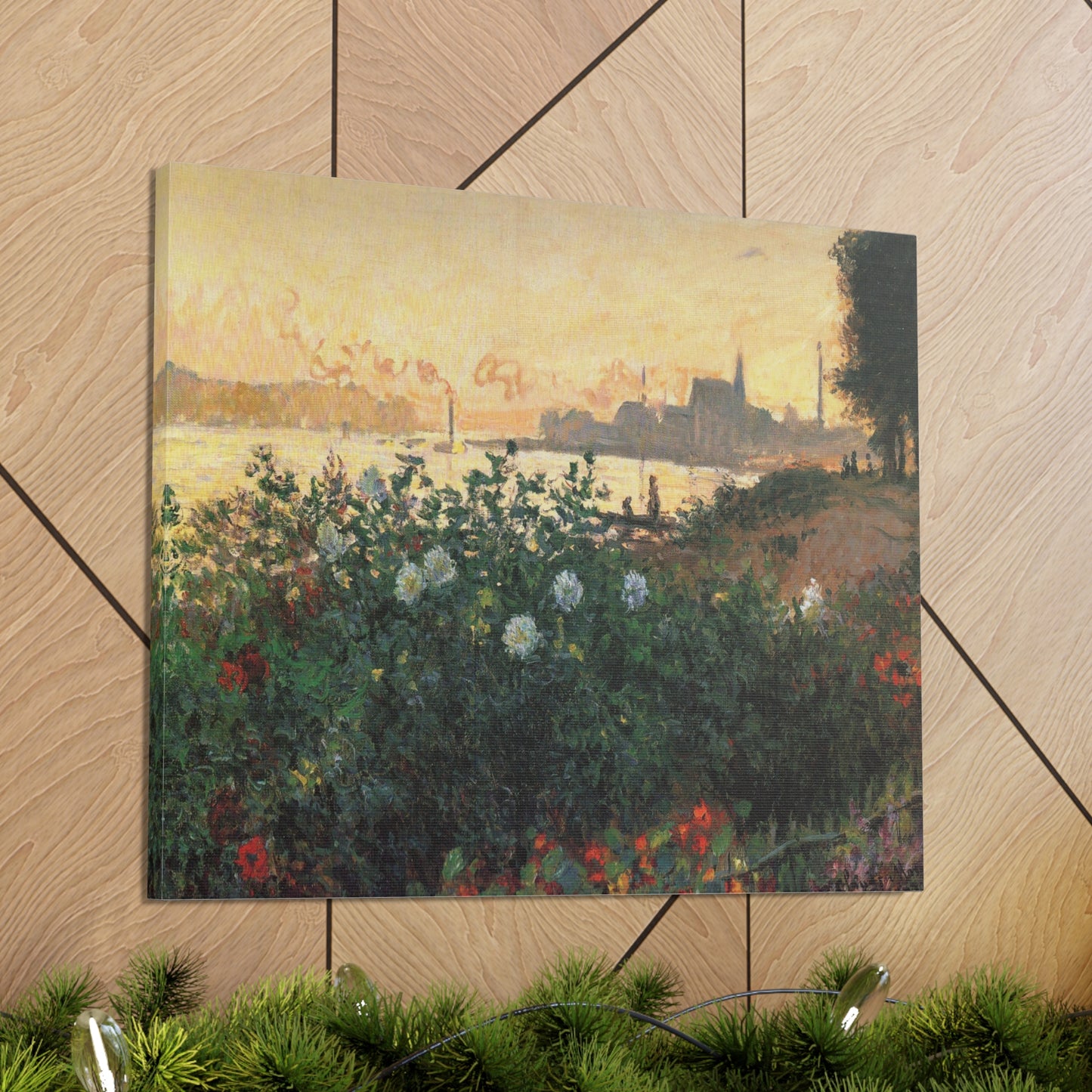 Flowered Riverbank, Argenteuil by Claude Monet - Canvas Print