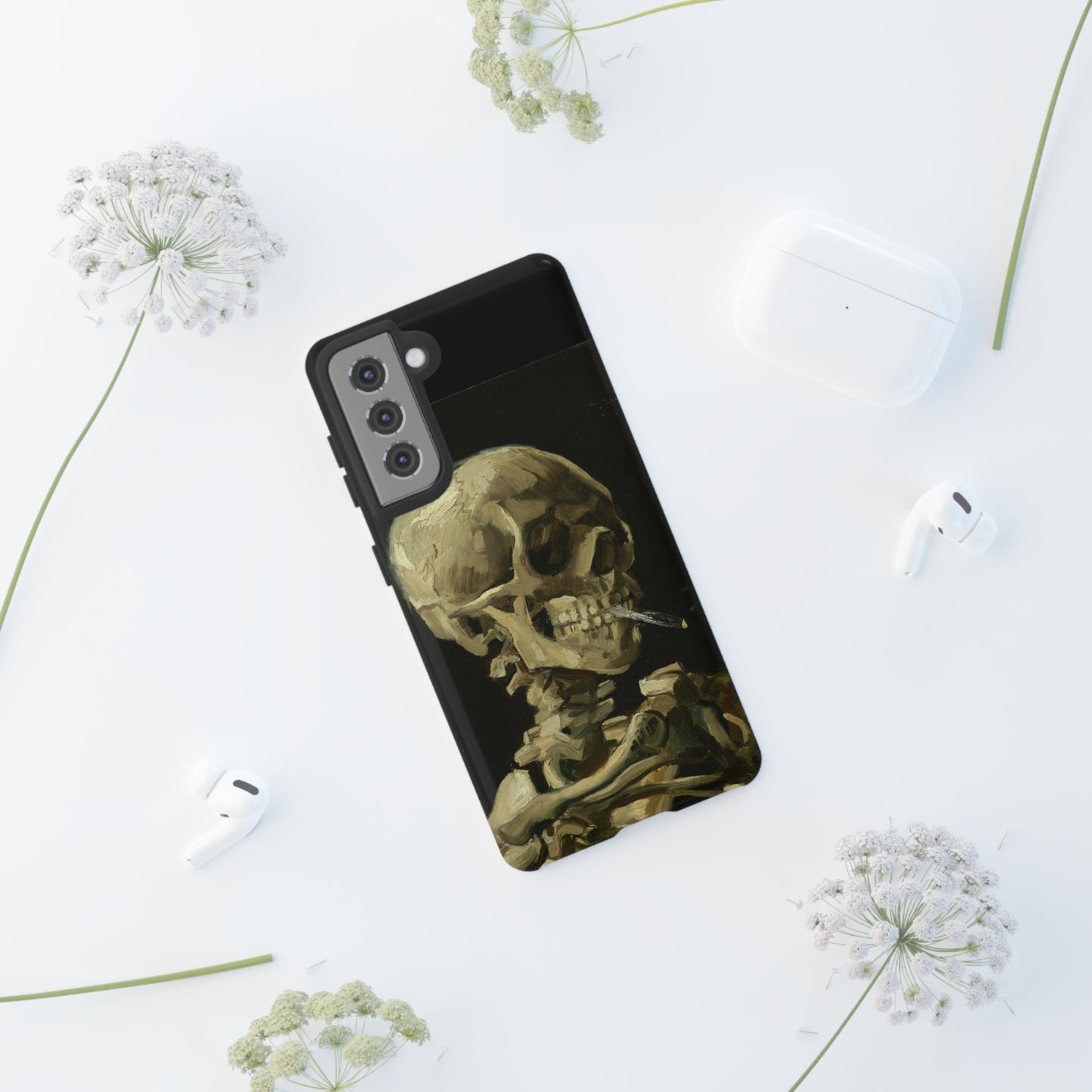 Skull of a Skeleton with a Burning Cigarette by Vincent Van Gogh - Cell Phone Case