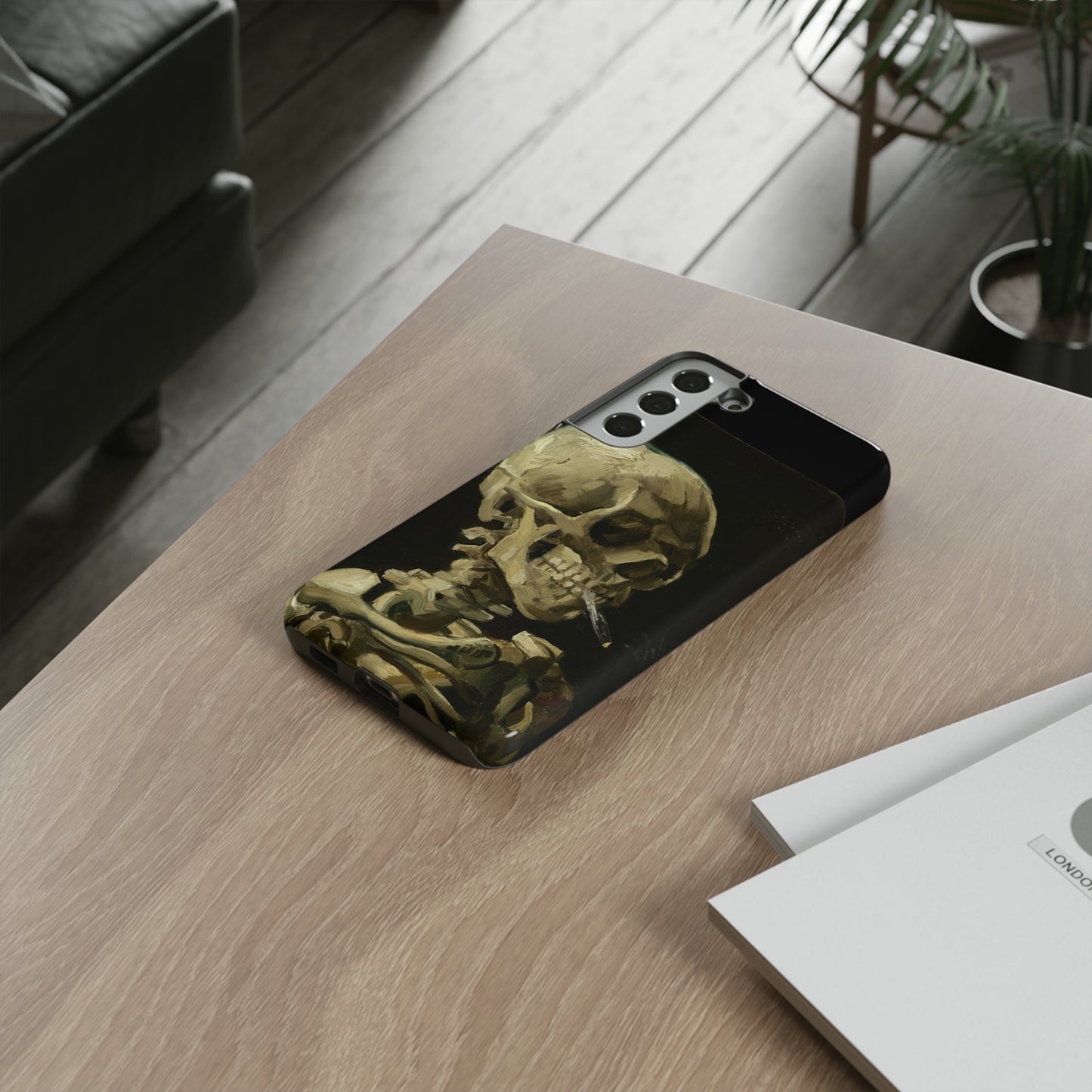 Skull of a Skeleton with a Burning Cigarette by Vincent Van Gogh - Cell Phone Case