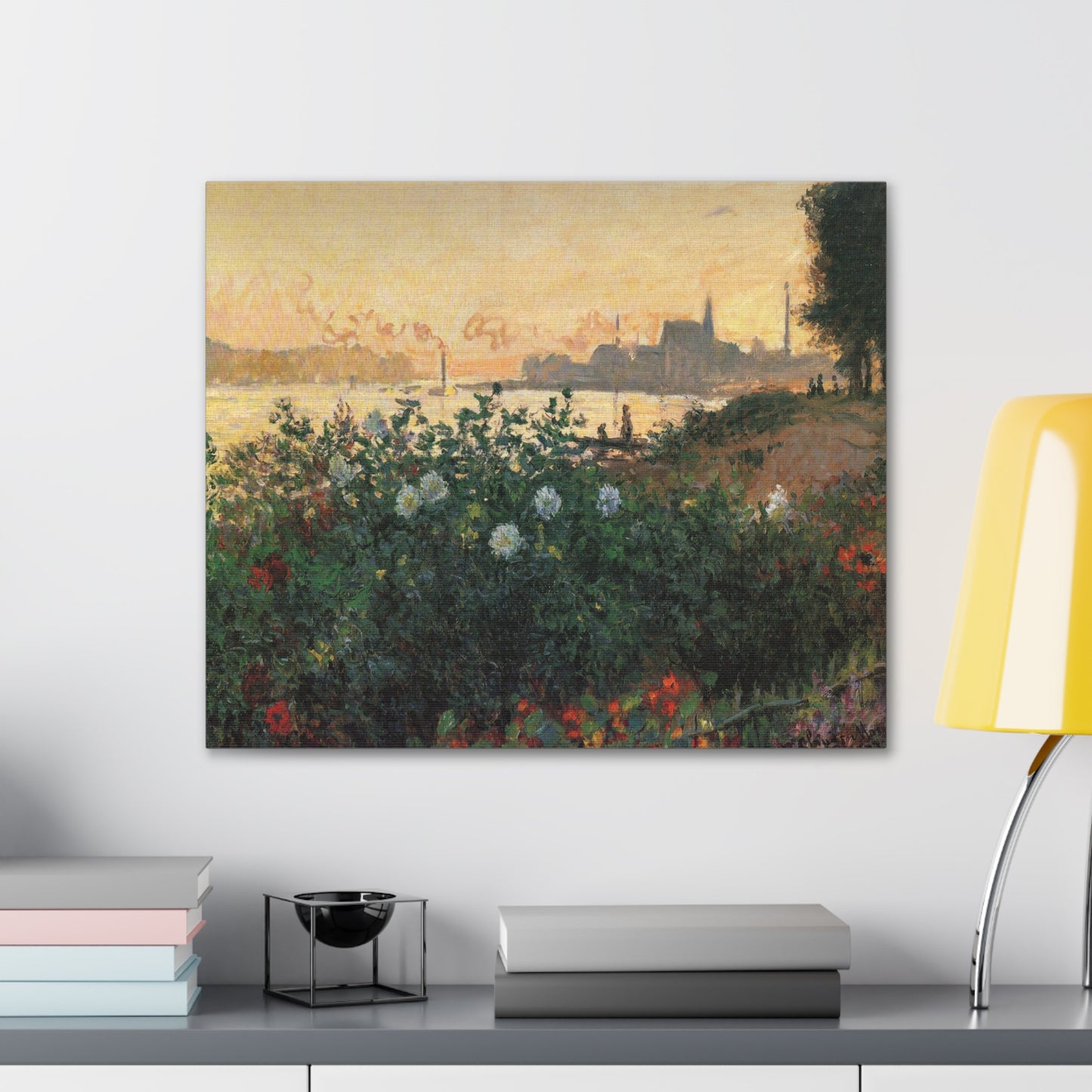 Flowered Riverbank, Argenteuil by Claude Monet - Canvas Print