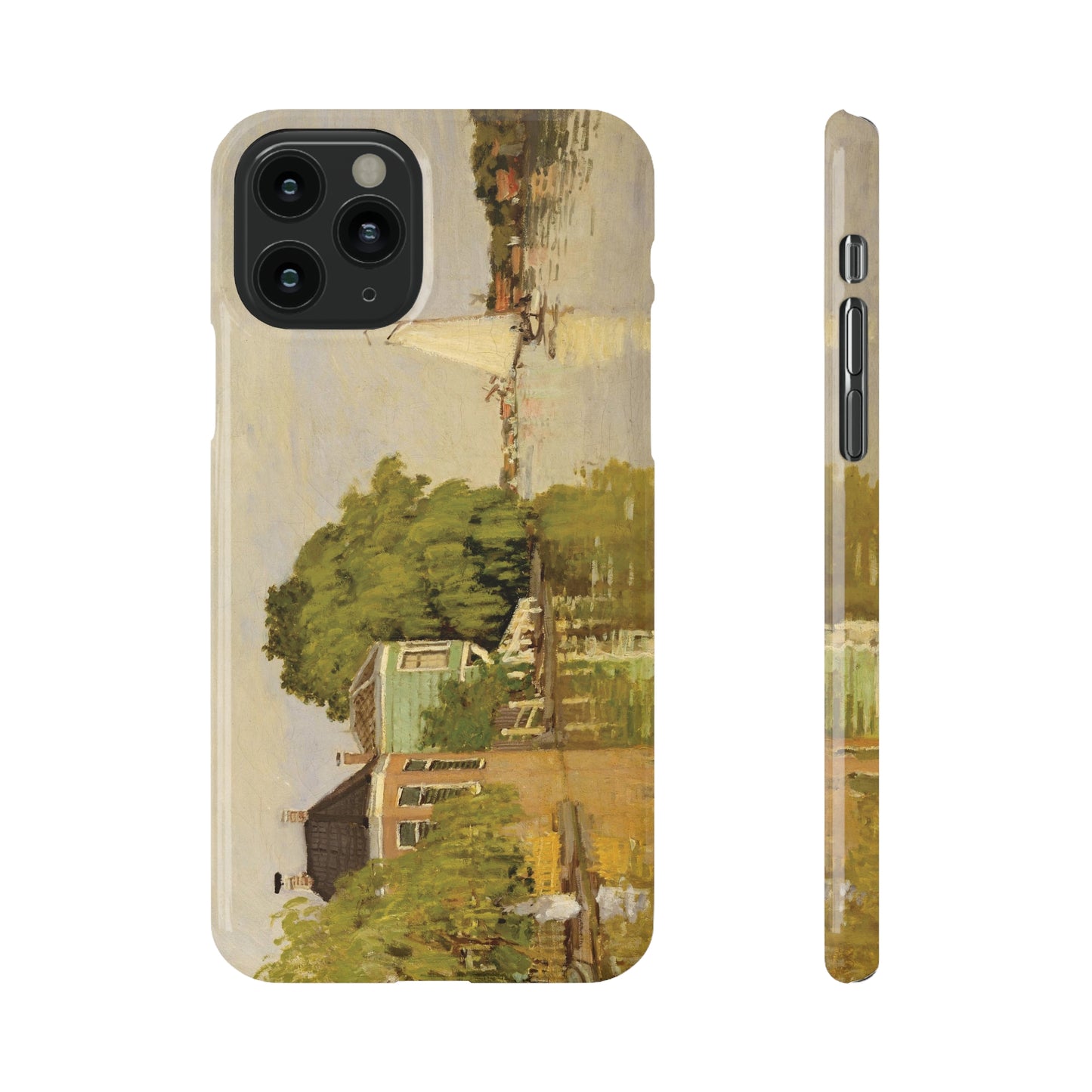 Houses on the Achterzaan by Claude Monet- Slim Cell Phone Cases