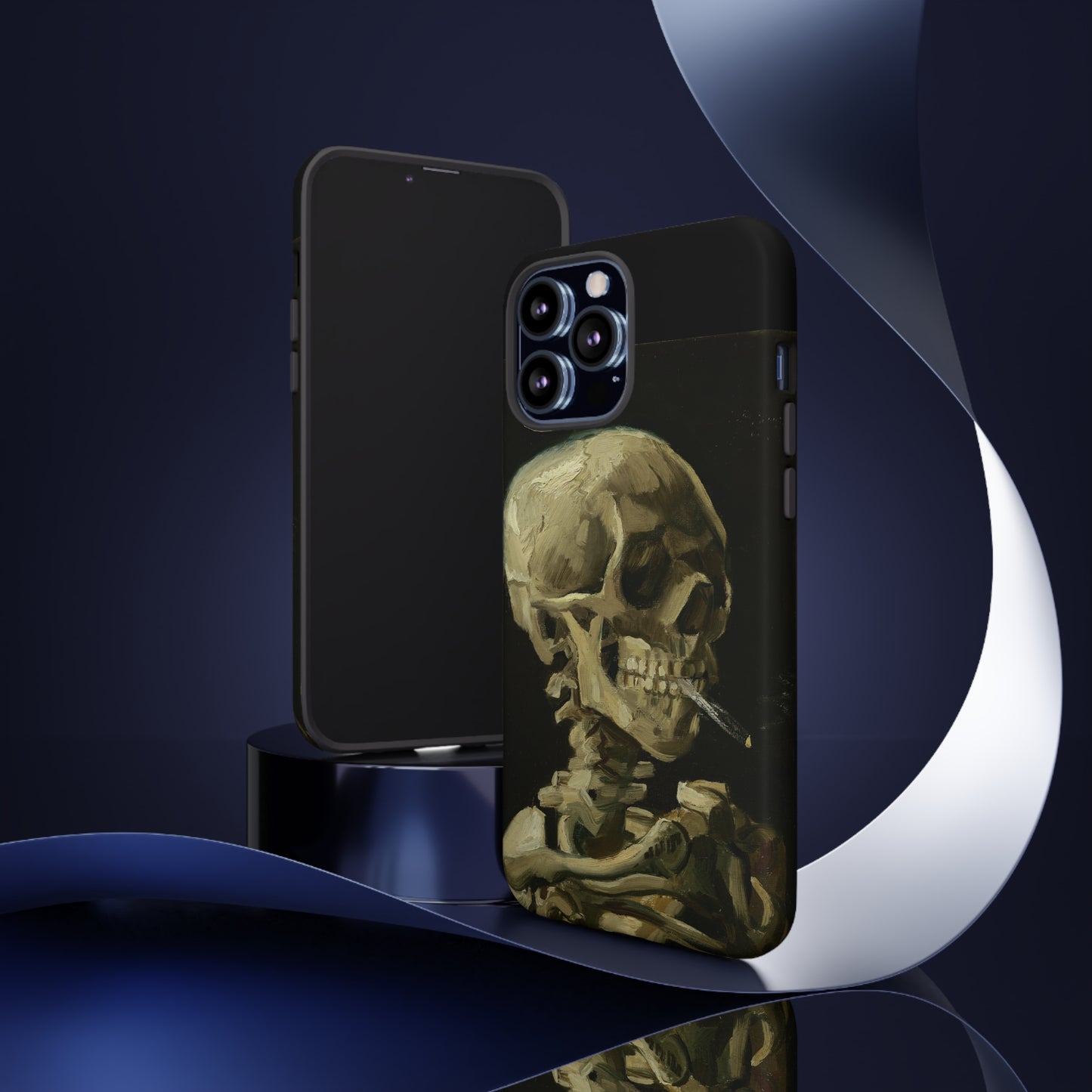 Skull of a Skeleton with a Burning Cigarette by Vincent Van Gogh - Cell Phone Case