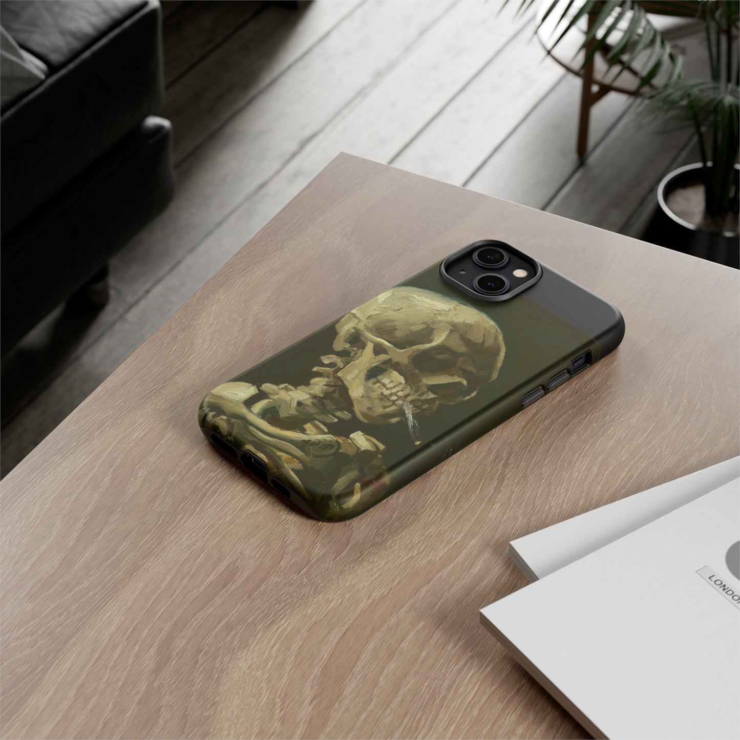 Skull of a Skeleton with a Burning Cigarette by Vincent Van Gogh - Cell Phone Case