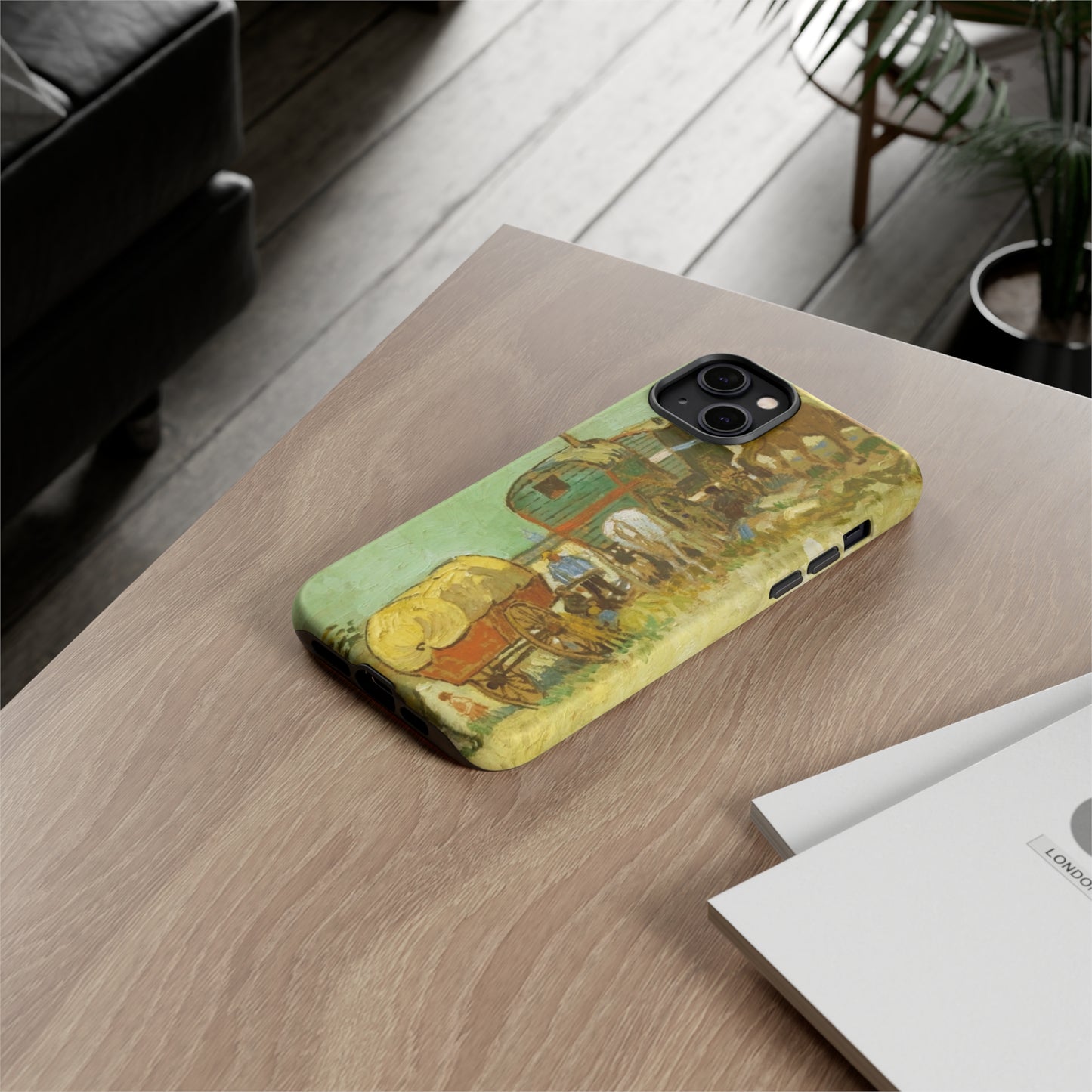 Encampment of Gypsies with Caravans by Vincent Van Gogh - Cell Phone Case