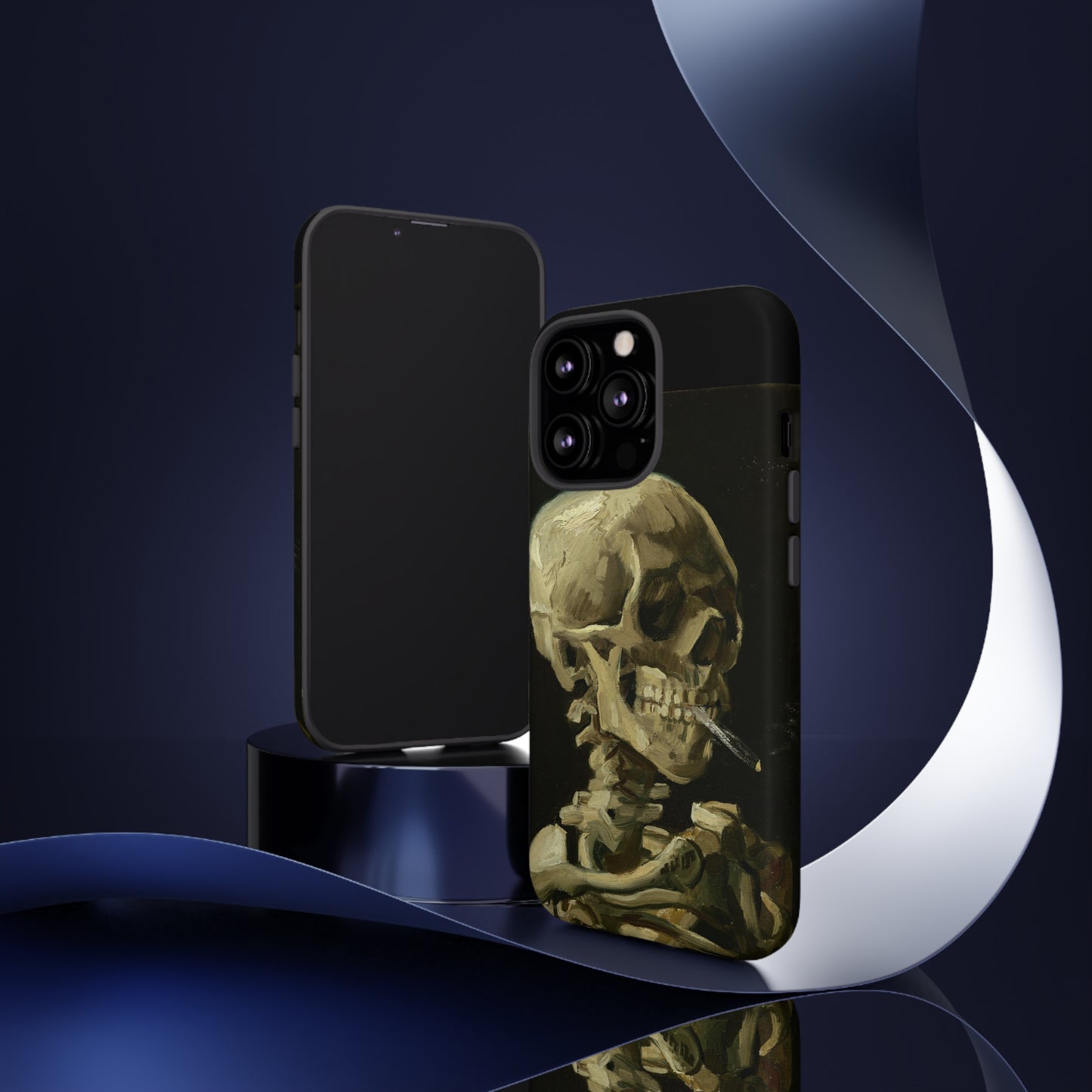 Skull of a Skeleton with a Burning Cigarette by Vincent Van Gogh - Cell Phone Case