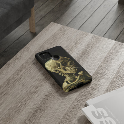 Skull of a Skeleton with a Burning Cigarette by Vincent Van Gogh - Cell Phone Case
