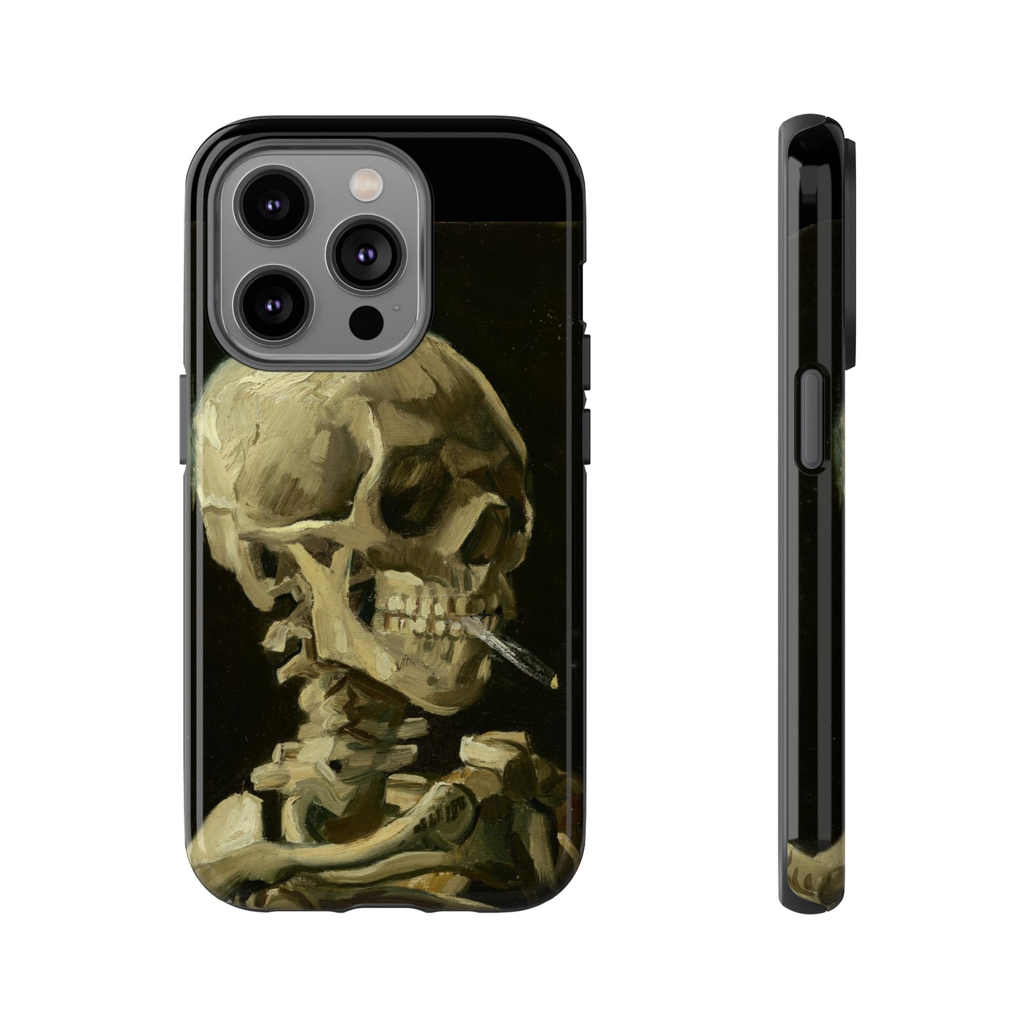 Skull of a Skeleton with a Burning Cigarette by Vincent Van Gogh - Cell Phone Case