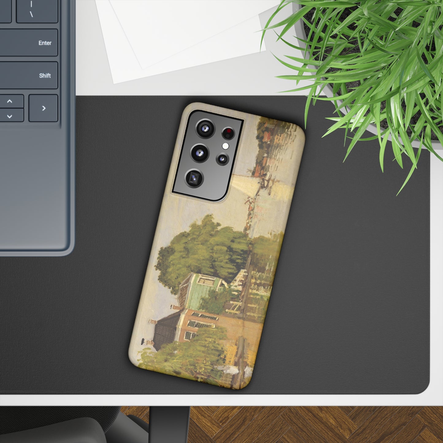 Houses on the Achterzaan by Claude Monet- Slim Cell Phone Cases