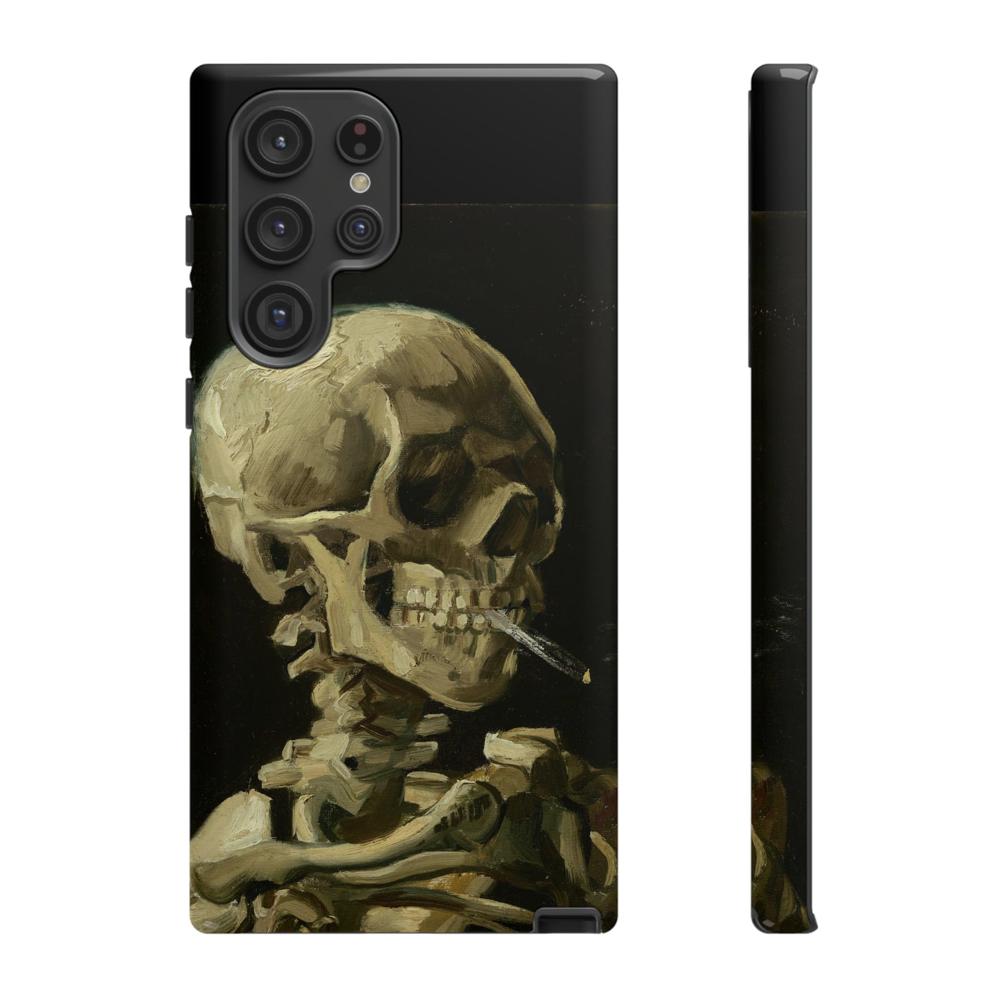 Skull of a Skeleton with a Burning Cigarette by Vincent Van Gogh - Cell Phone Case