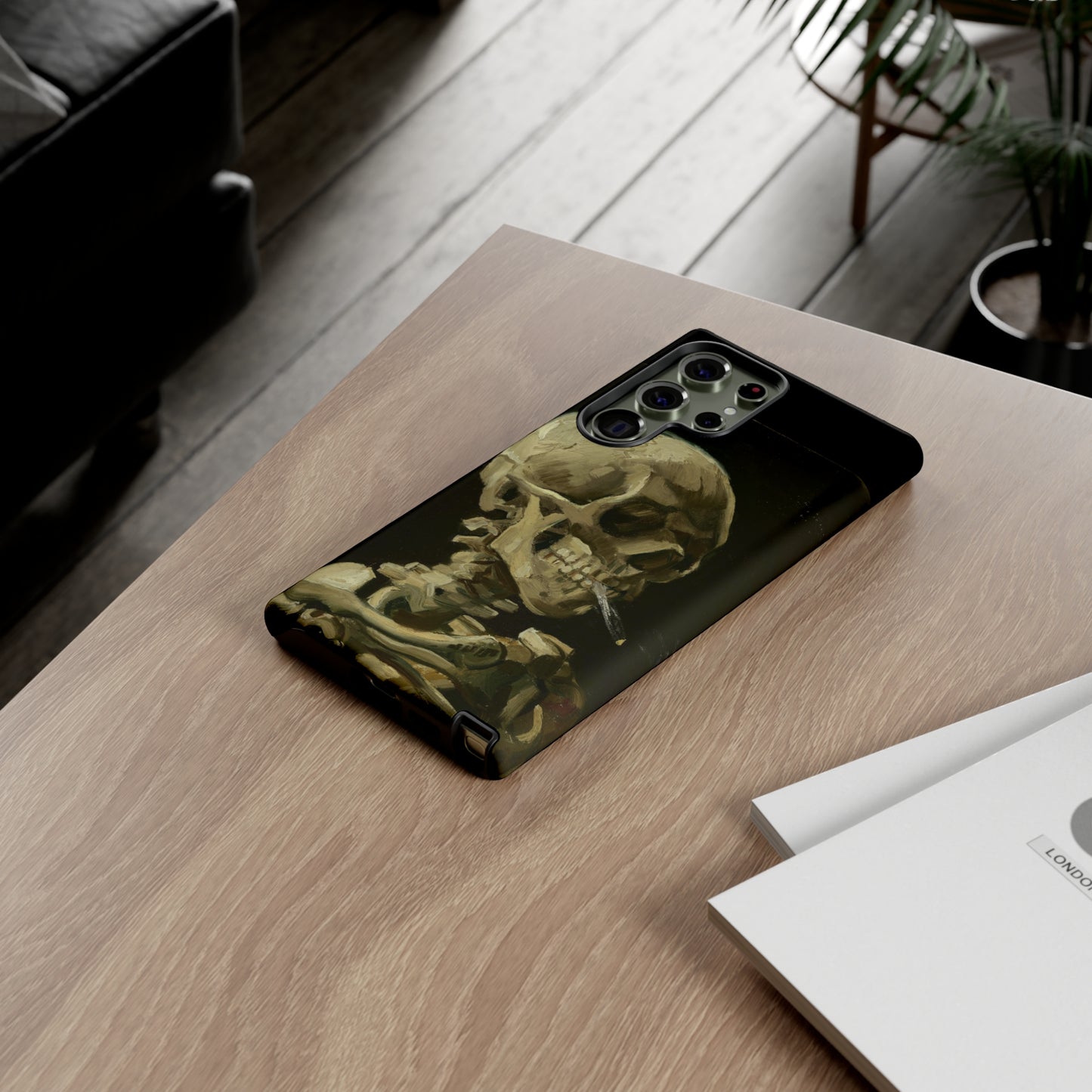 Skull of a Skeleton with a Burning Cigarette by Vincent Van Gogh - Cell Phone Case