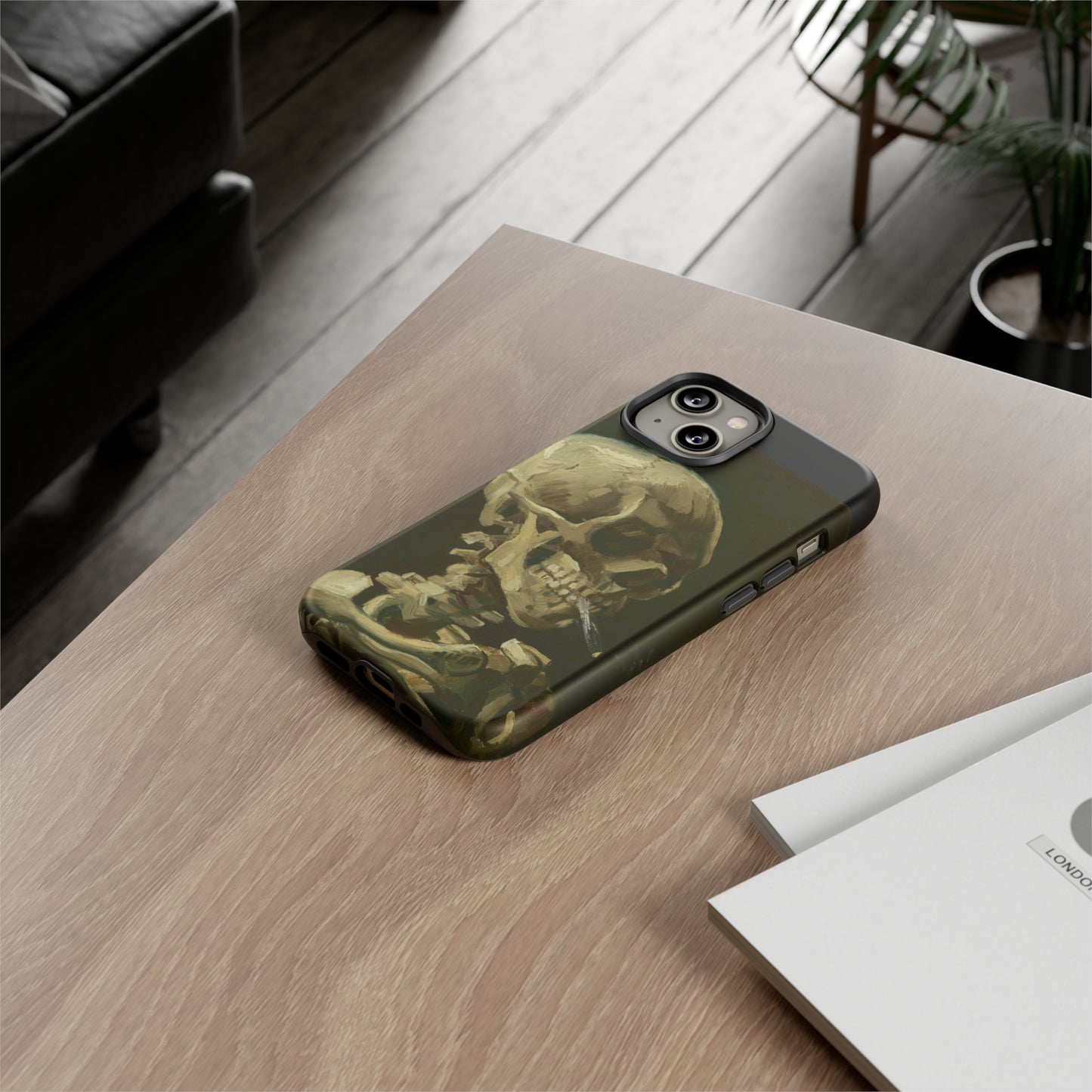 Skull of a Skeleton with a Burning Cigarette by Vincent Van Gogh - Cell Phone Case