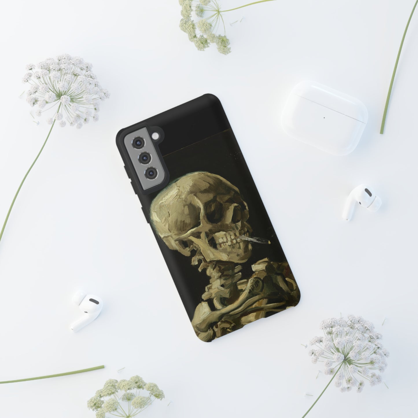 Skull of a Skeleton with a Burning Cigarette by Vincent Van Gogh - Cell Phone Case