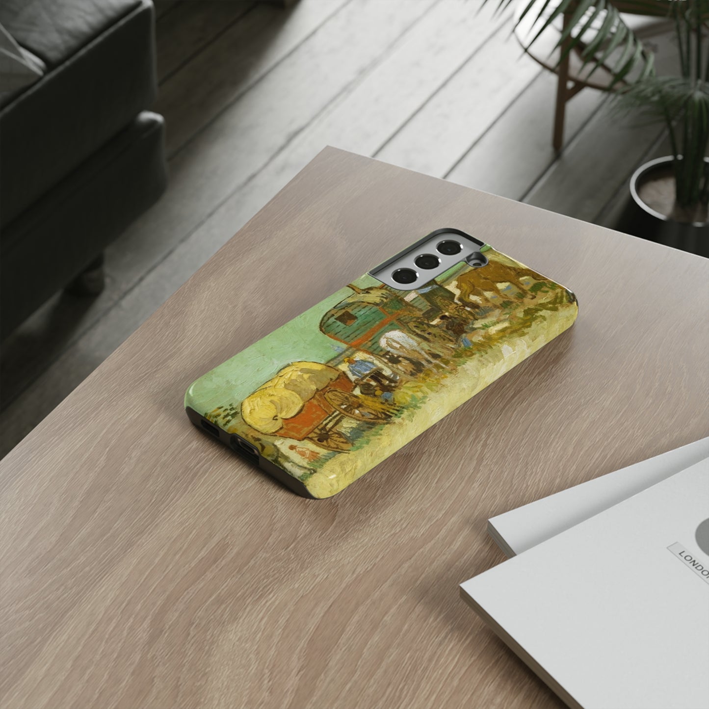 Encampment of Gypsies with Caravans by Vincent Van Gogh - Cell Phone Case