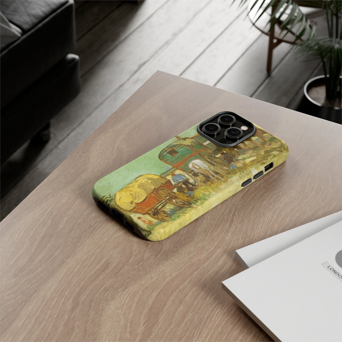 Encampment of Gypsies with Caravans by Vincent Van Gogh - Cell Phone Case