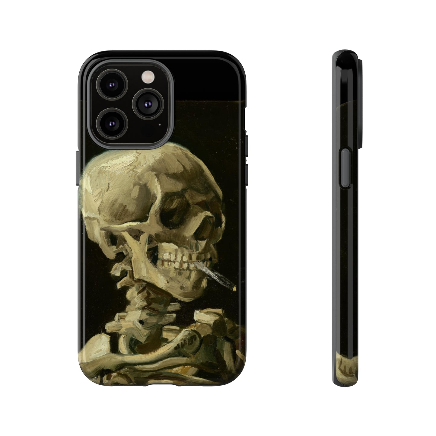 Skull of a Skeleton with a Burning Cigarette by Vincent Van Gogh - Cell Phone Case