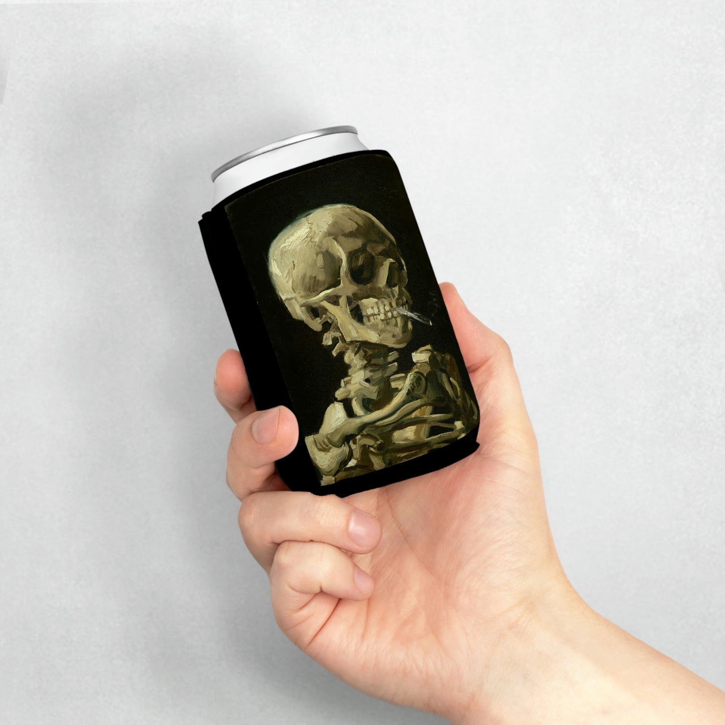 Skull of a Skeleton with a Burning Cigarette by Vincent Van Gogh - Can Cooler Sleeve