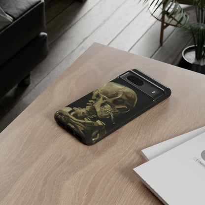 Skull of a Skeleton with a Burning Cigarette by Vincent Van Gogh - Cell Phone Case