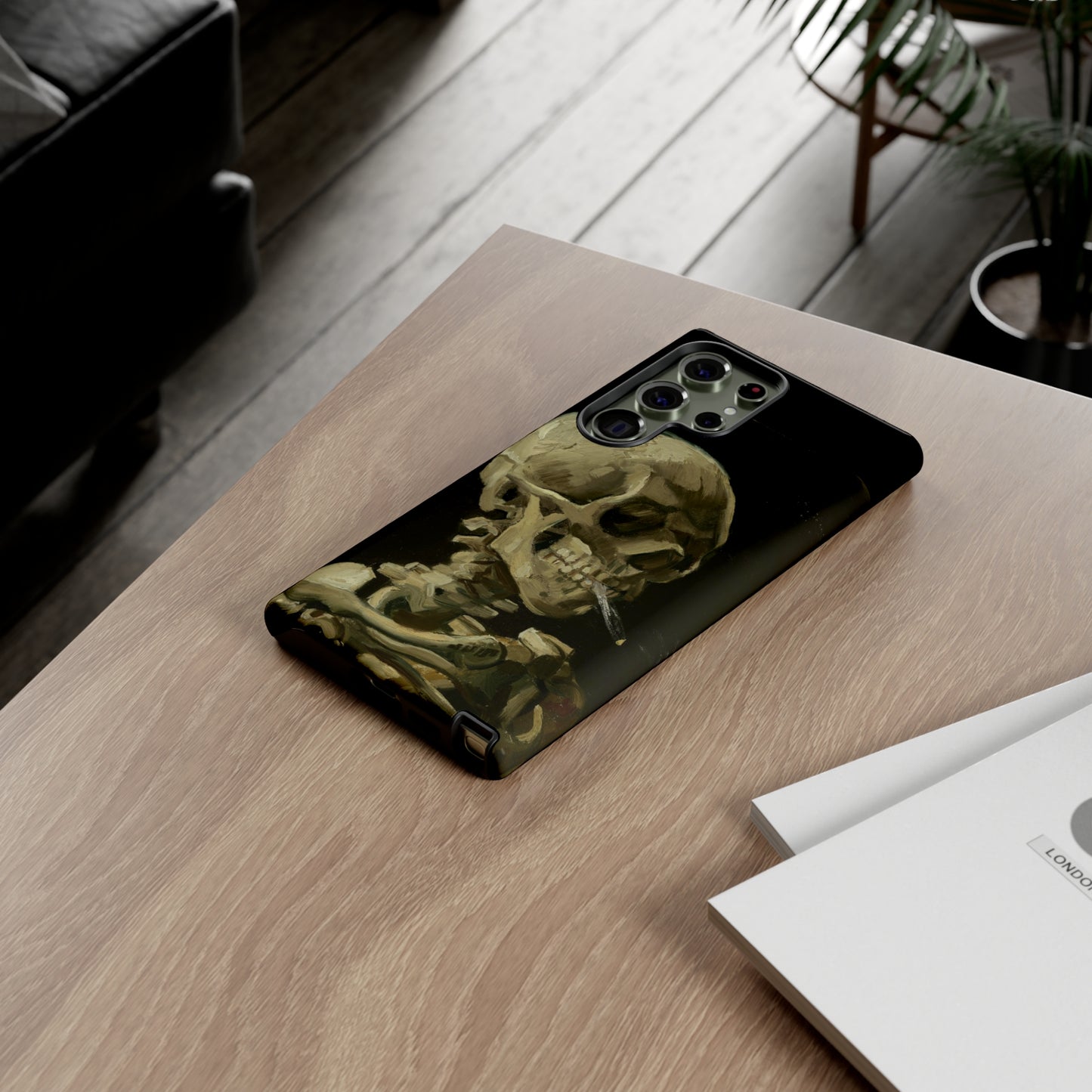 Skull of a Skeleton with a Burning Cigarette by Vincent Van Gogh - Cell Phone Case