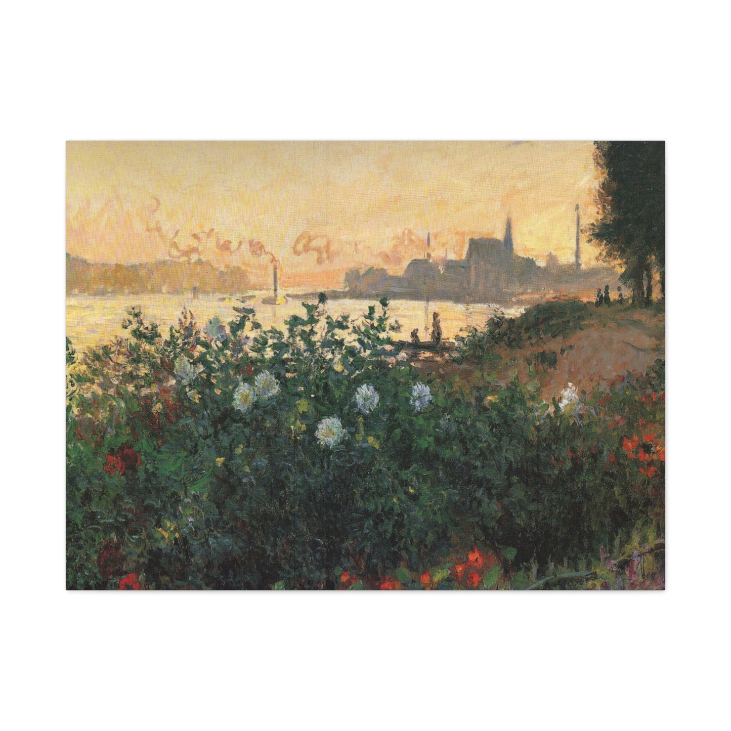 Flowered Riverbank, Argenteuil by Claude Monet - Canvas Print