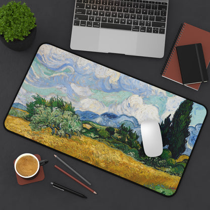 Wheat Fields by Vincent Van Gogh - Desk Mat