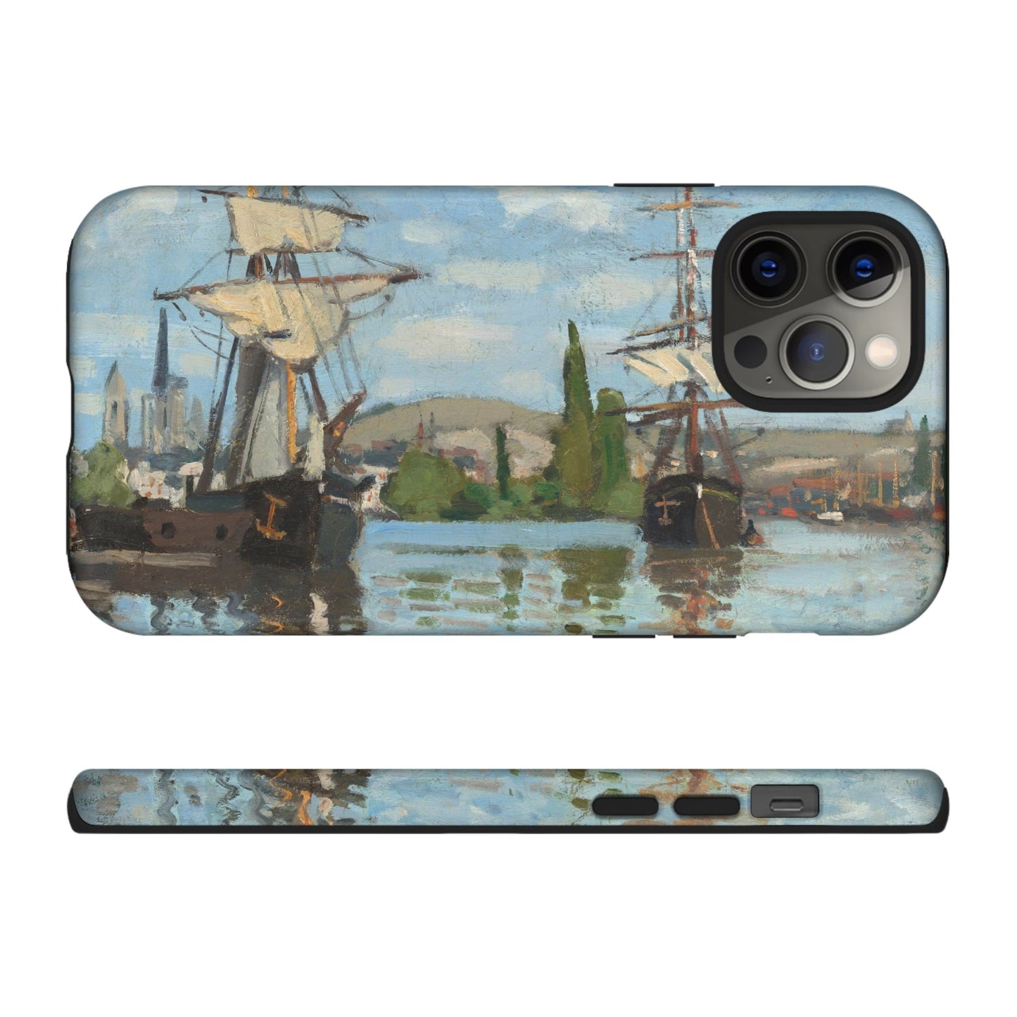 Ships Riding on the Seine at Rouen by Claude Monet - Cell Phone Case