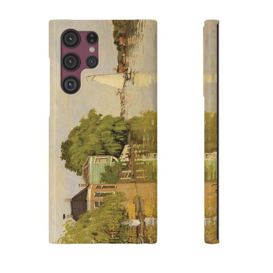 Houses on the Achterzaan by Claude Monet- Slim Cell Phone Cases