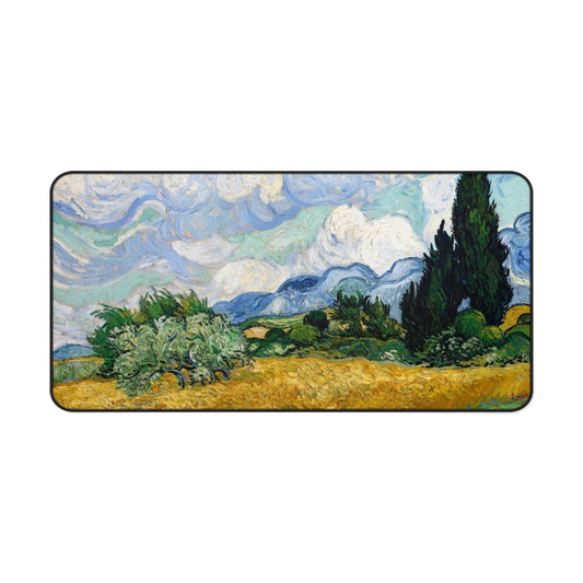 Wheat Fields by Vincent Van Gogh - Desk Mat