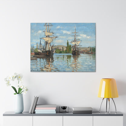 Ships Riding on the Seine at Rouen by Claude Monet - Canvas Print