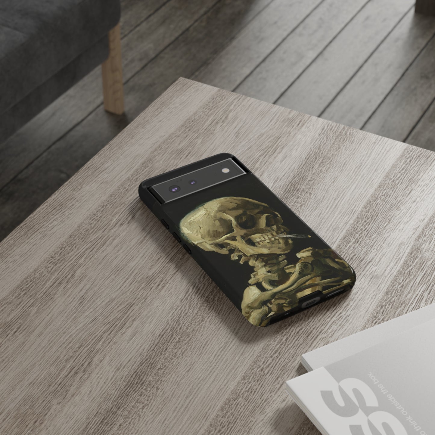 Skull of a Skeleton with a Burning Cigarette by Vincent Van Gogh - Cell Phone Case